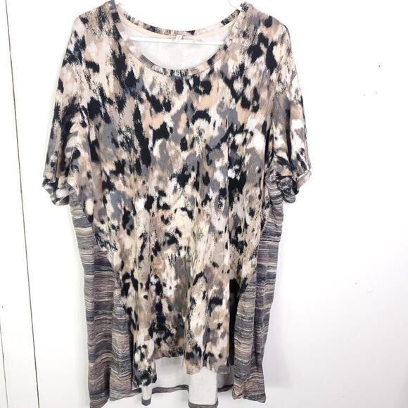 LOGO by Lori Goldstein Tops - Logo Top Womens 2X Mixed Media Casual Short Sleeve Lori Goldstein Stretchy